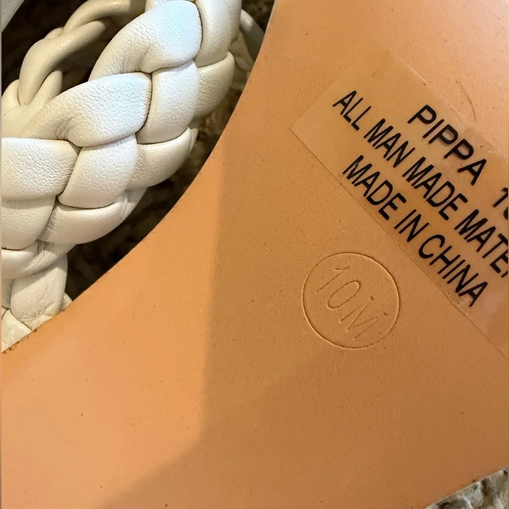White Braided Strap Women’s Slide Sandals - Picture 3 of 3